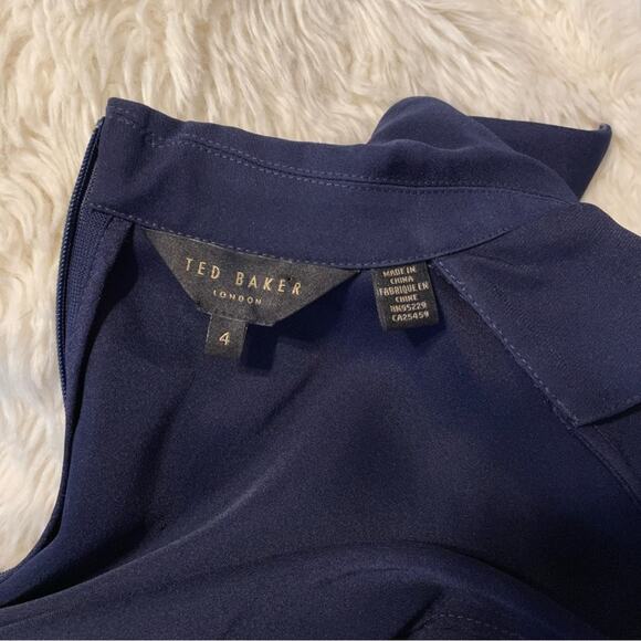 Ted Baker Navy Blue Lightweight Utility Cargo Minimalist Flan Jumpsuit 4 US 10 L - Picture 11 of 15